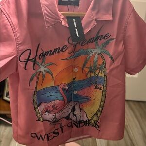 Homme Femme Tropical Flamingo Shirt